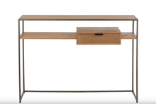 Charger l'image dans la galerie, Console en bois naturel et métal noir
