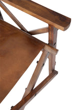 Charger l&#39;image dans la galerie, Chaise de régisseur pliable en bois et  cuir
