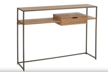 Charger l'image dans la galerie, Console en bois naturel et métal noir