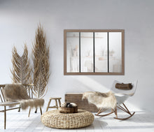 Charger l'image dans la galerie, Miroir verrière 4 bandes bois et métal usé