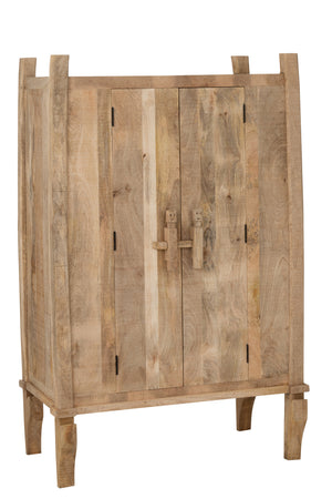 Vaisselier Vitrine en Bois de Manguier Naturel