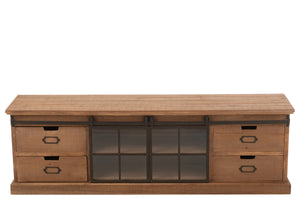 Meuble TV en Bois de Sapin Naturel