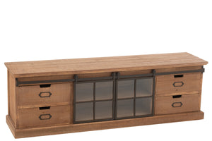 Meuble TV en Bois de Sapin Naturel