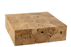 Table Basse Carrée en Bois de Teck Naturel