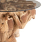 Table Basse Ronde en Bois de Teck et Plateau Verre