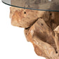 Table Basse Ronde en Bois de Teck et Plateau Verre