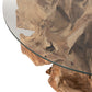 Table Basse Ronde en Bois de Teck et Plateau Verre