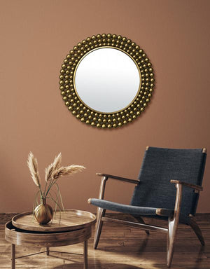 Miroir métal doré boules