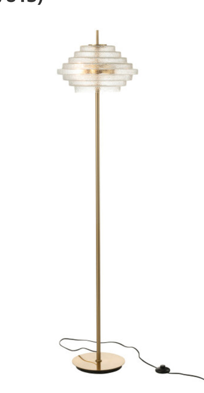 Lampadaire Led métal doré et verre transparent