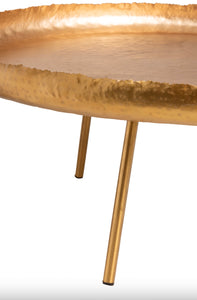 Table Basse Ronde en métal doré