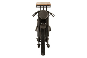 Bar Motocyclette en bois de manguier & métal gris