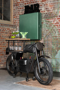 Bar Motocyclette en bois de manguier & métal gris