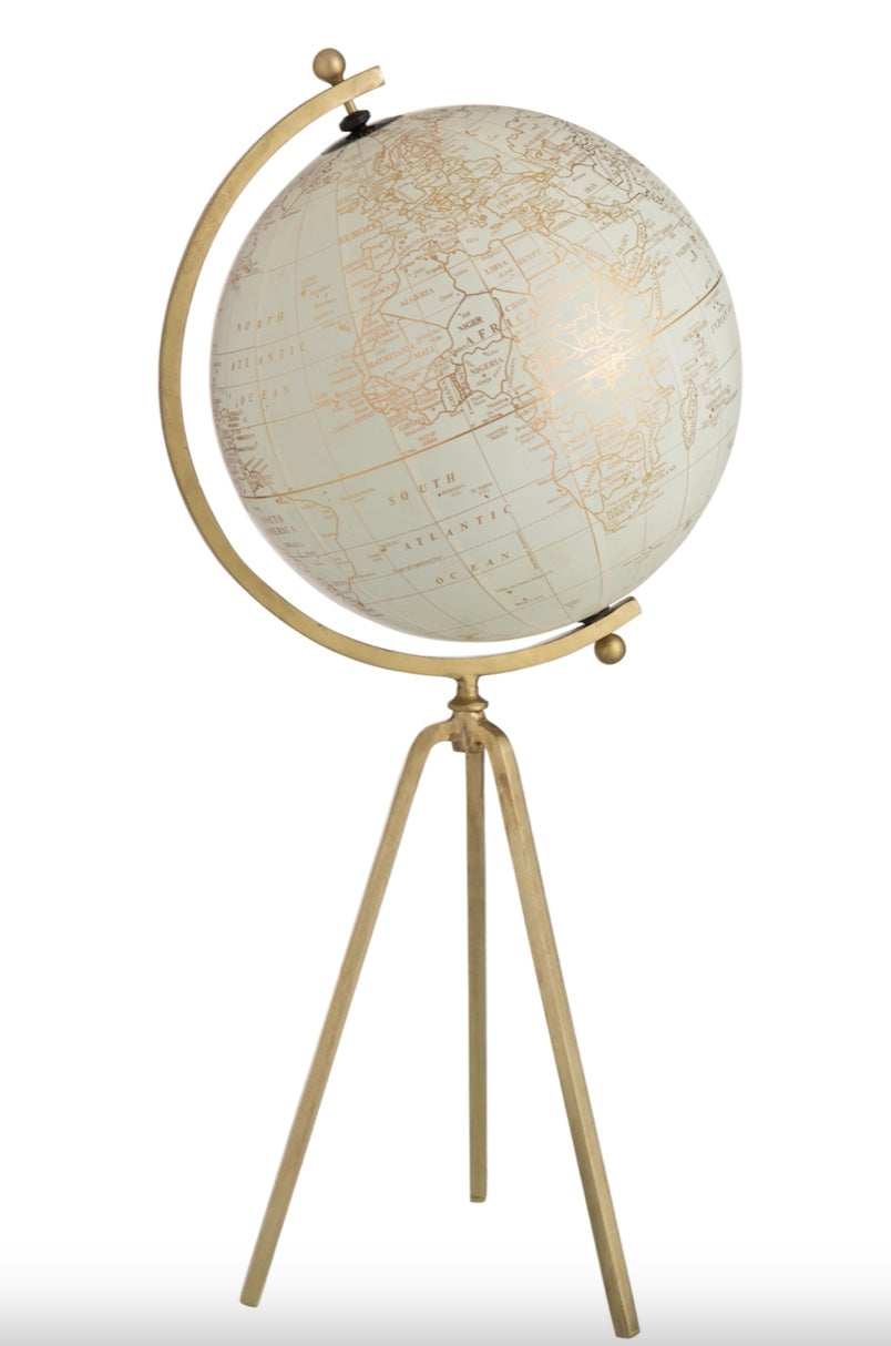 Globe Trépied en métal doré (2 Formats)