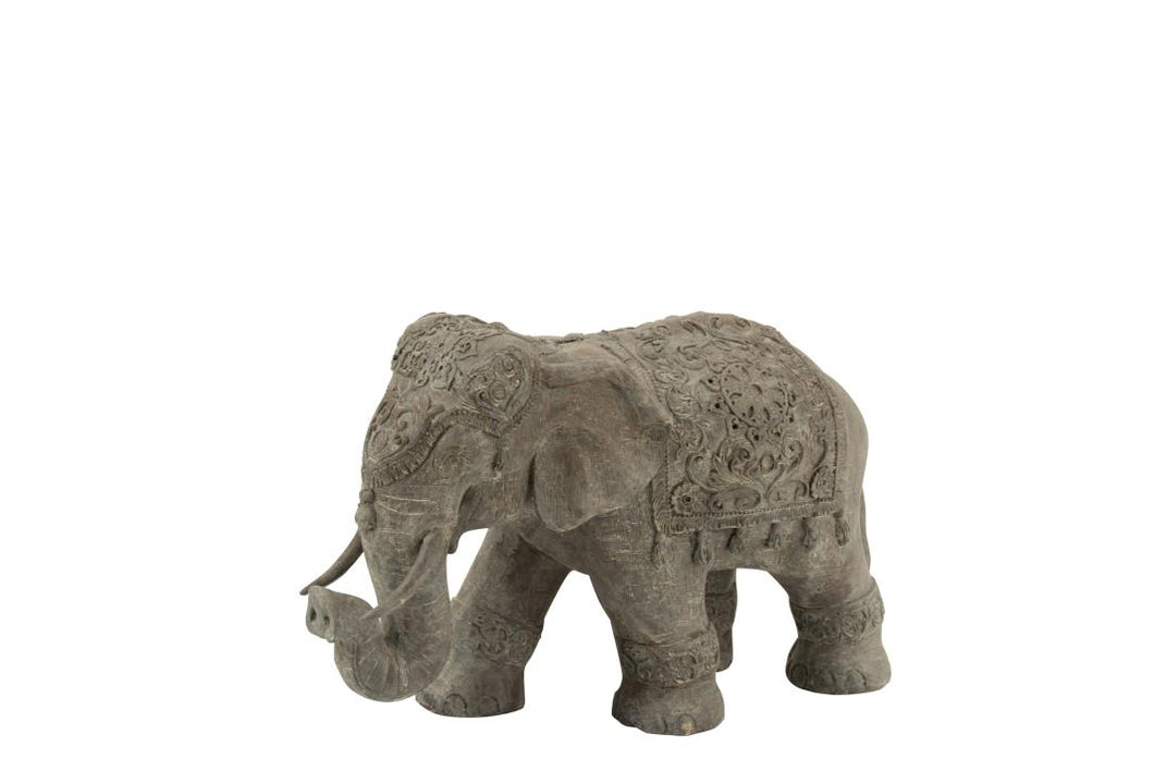 Eléphant Indien Sculpté en résine grise