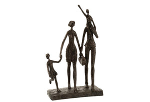 Sculpture Balade Famille en résine marron foncée