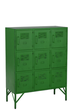 Armoire en métal 9 Portes Vert / Rouge