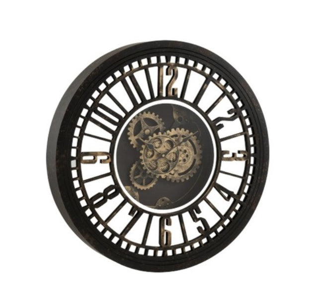 Horloge ronde avec mécanisme apparent