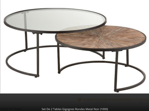 Set 2 Tables Gigognes Rondes métal & bois
