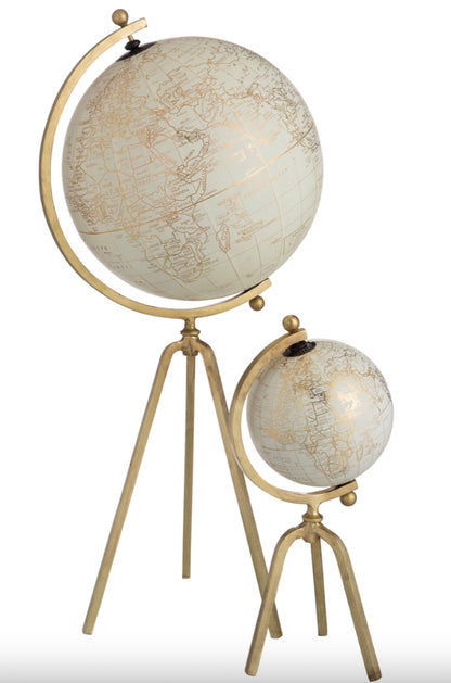 Globe Trépied en métal doré (2 Formats)