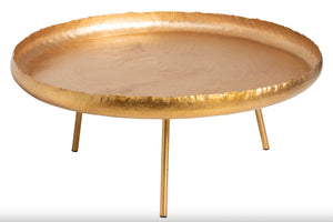 Table Basse Ronde en métal doré
