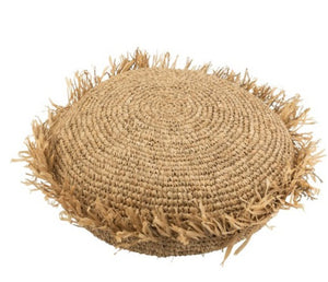 Coussin rond en raphia