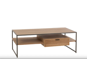Meuble TV en bois naturel et métal noir