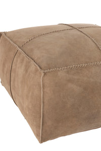 Pouf en cuir beige