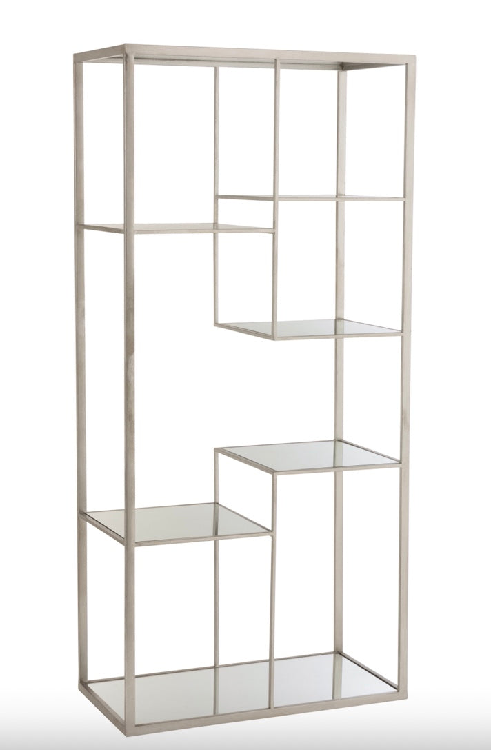 Étagère en verre et métal argent