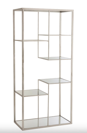 Étagère en verre et métal argent