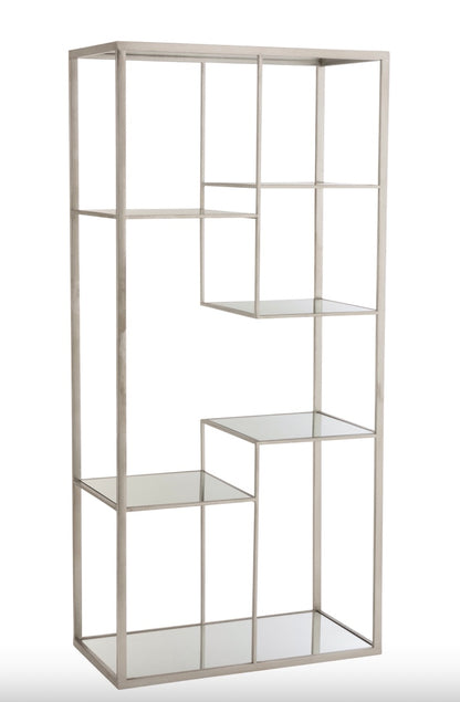 Étagère en verre et métal argent
