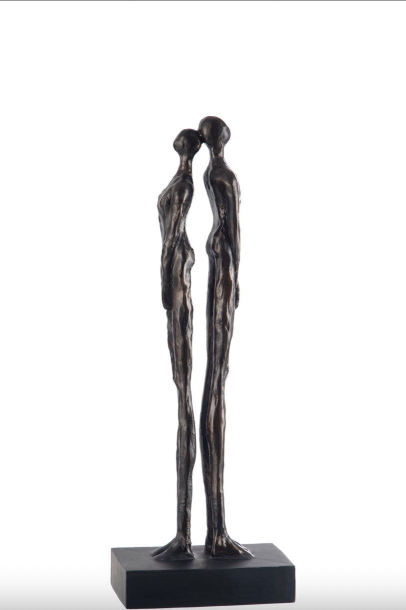 Sculpture Couple Dos à Dos en résine noir