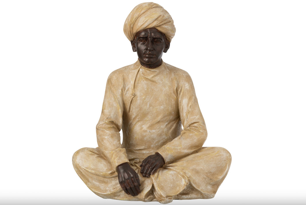 Sculpture Indien en résine beige et marron (3 Formats)