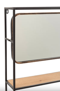 Miroir Etagère en bois et métal