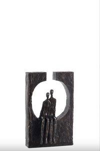 Sculpture Couple Assis en résine noir