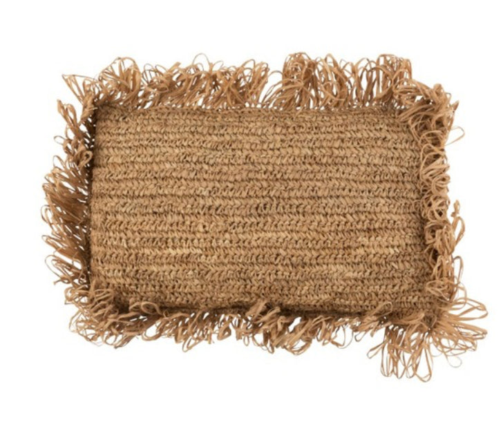 Coussin rectangulaire en raphia