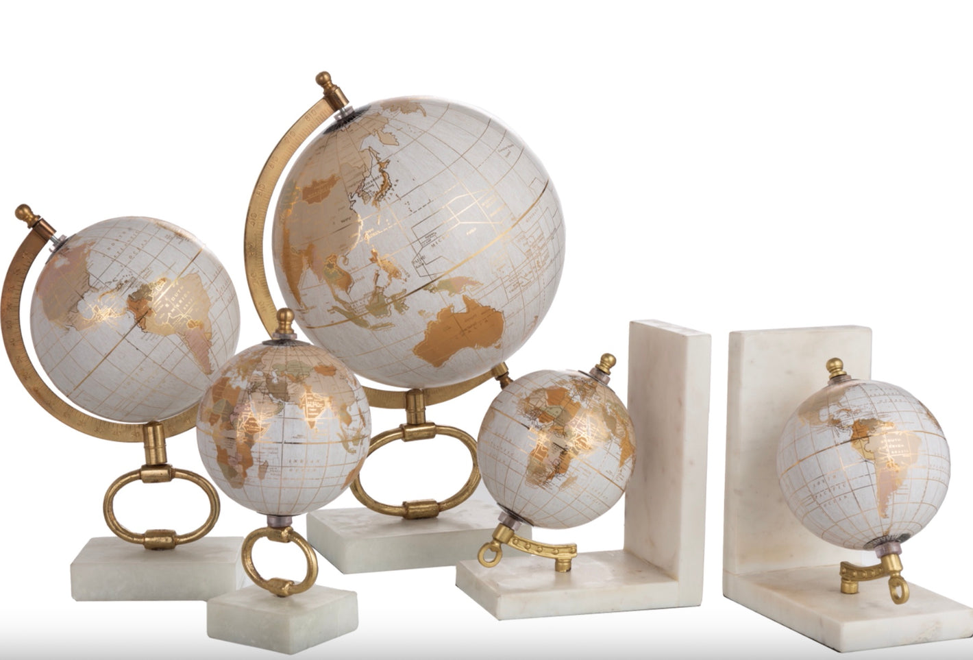 Globe sur Pied en marbre blanc (3 Formats)