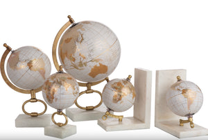 Globe sur Pied en marbre blanc (3 Formats)