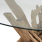 Table Ronde en bois naturel & verre
