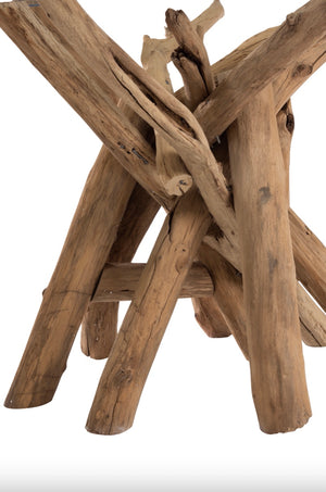Table Ronde en bois naturel & verre