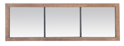 Miroir Allongé 3 Bandes bois et métal usé
