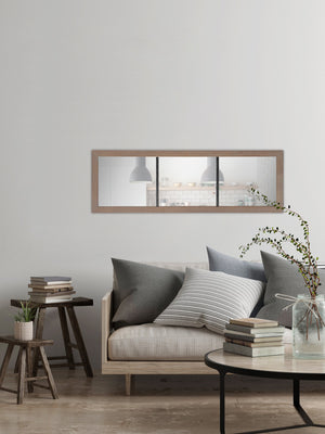 Miroir Allongé 3 Bandes bois et métal usé
