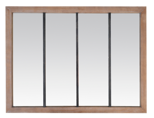 Miroir verrière 4 bandes bois et métal usé