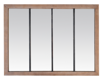 Miroir verrière 4 bandes bois et métal usé