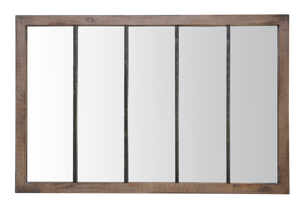 Miroir verrière 5 bandes bois et métal usé