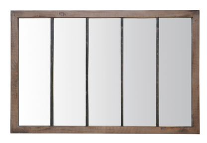 Miroir verrière 5 bandes bois et métal usé
