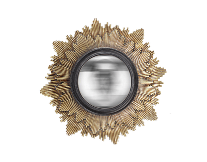 Miroir Léo Soleil Convexe doré et noir (2 Formats)