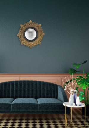 Miroir Léo Soleil Convexe doré et noir (2 Formats)